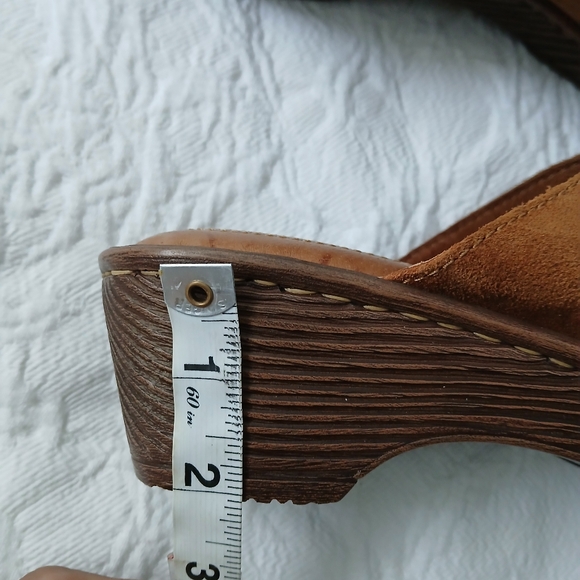 BORN LEATHER EXTRA CUSHION INSOLE SLIP ON WEDGE SANDALS - Picture 7 of 12